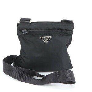 Prada Tessuto triangle logo shoulder bag crossbody messenger black